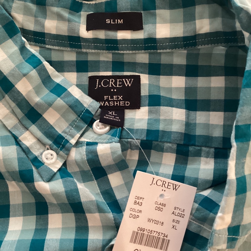 J. Crew Factory Plaid Slim Flex Washed Button Up Shirt NWT size XL